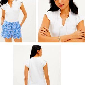 LOFT Petite Ruffle Tie neck sweater tee shirt